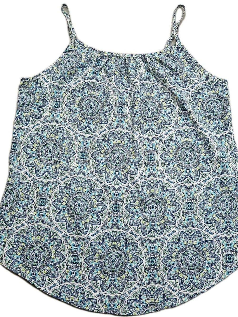 Faded Glory Blue and White Paisley-Print Spaghetti Strap Camisole
